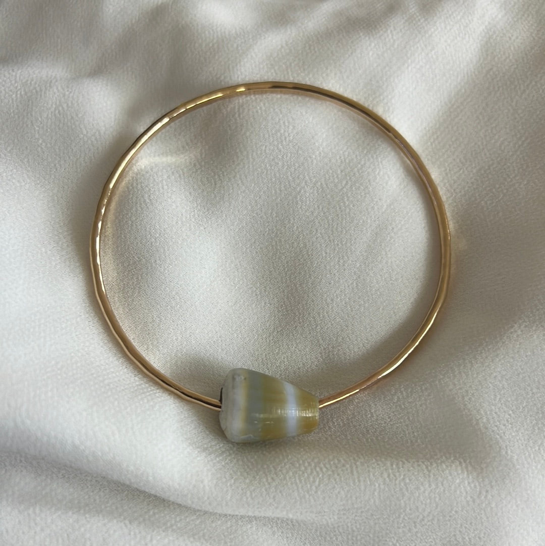 7.5” Hawaiian Golden yellow cone shell bangle