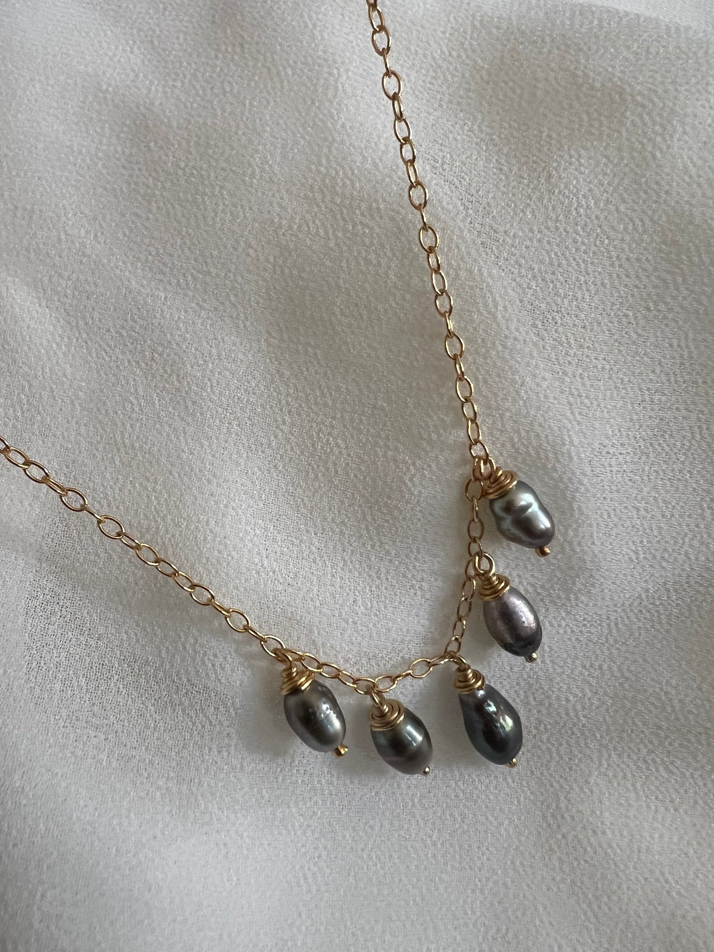5 Keshi drop necklace