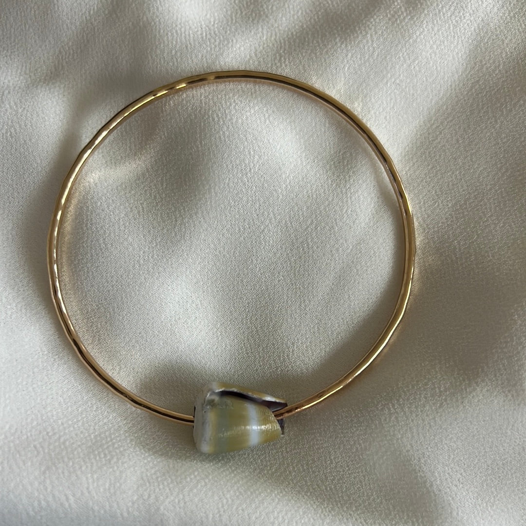 7.5” Hawaiian Golden yellow cone shell bangle